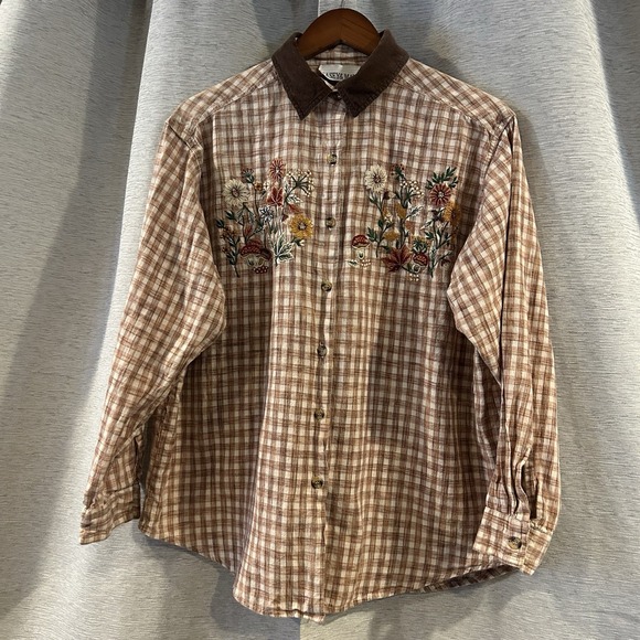 VTG Casey & Max Top Women Large Button Down Cottagecore Cabin Floral Cotton - Picture 2 of 5